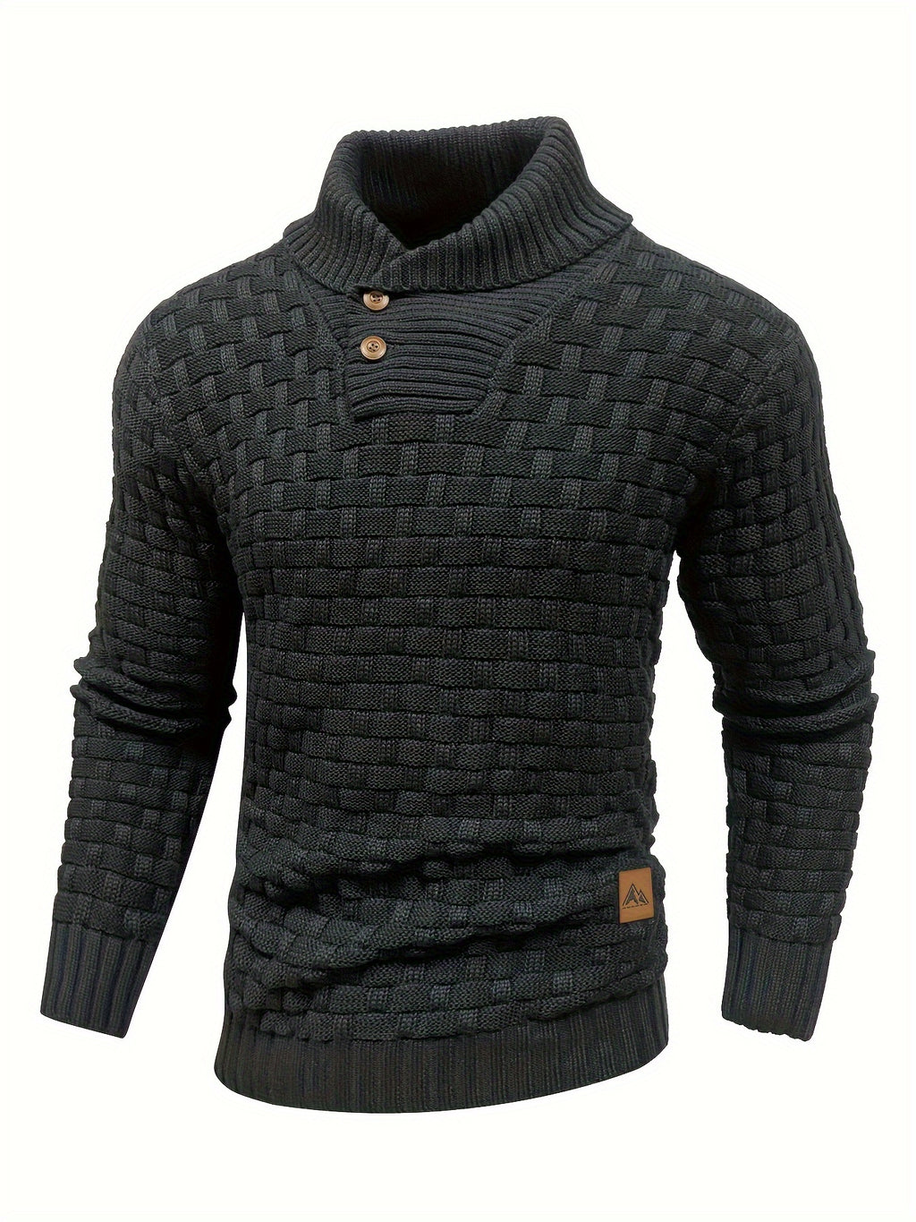 Men's Waffle Knit Button Collar Sweater