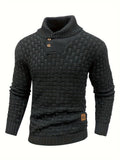 Men's Waffle Knit Button Collar Sweater