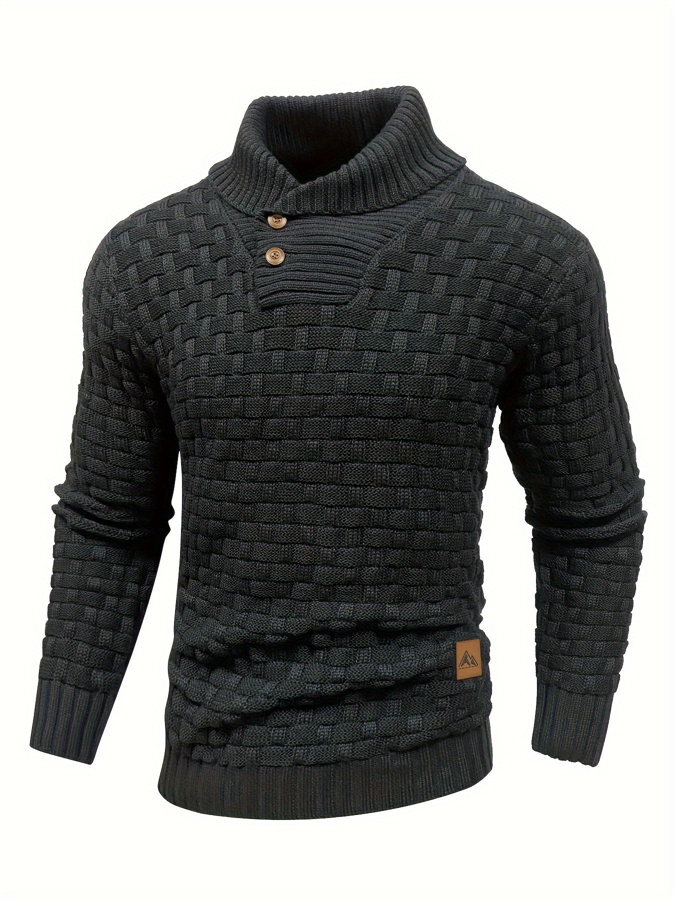 Men's Waffle Knit Button Collar Sweater