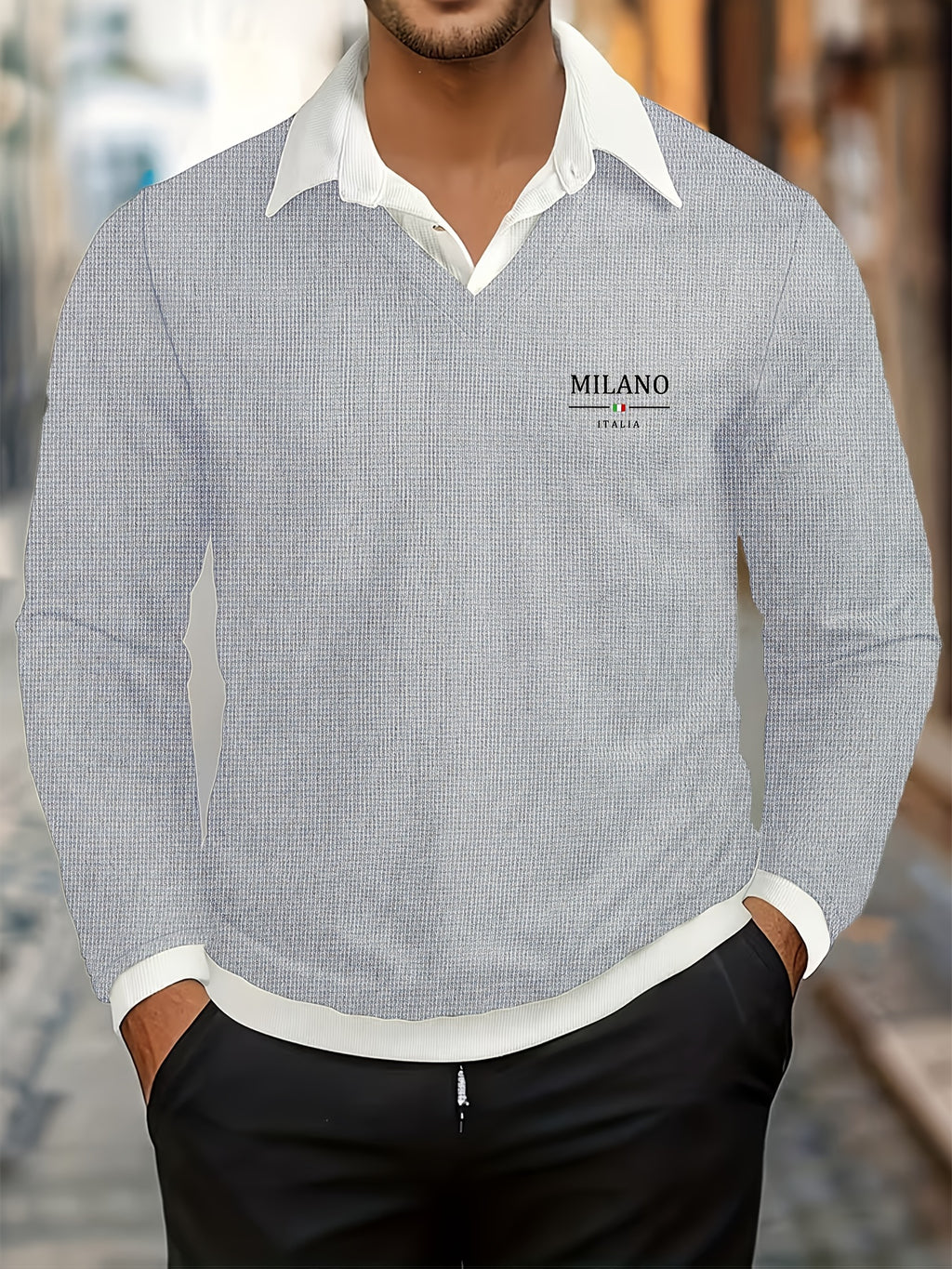 Men's Minimalist Winter Waffle Hoodie with Metal Buttons