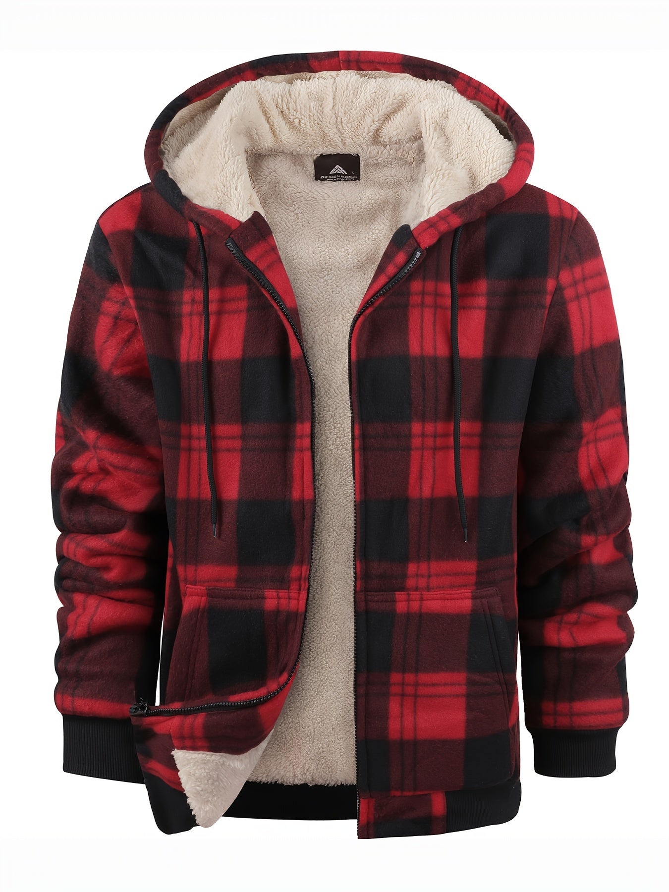 Men's Heavy Sherpa-Lined Hooded Flannel Jacket