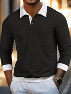 Men's Textured Soft-Touch Long Sleeve Polo