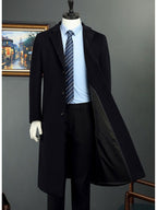 Men's Single Button Winter Jacket - Sleek Minimalist Design