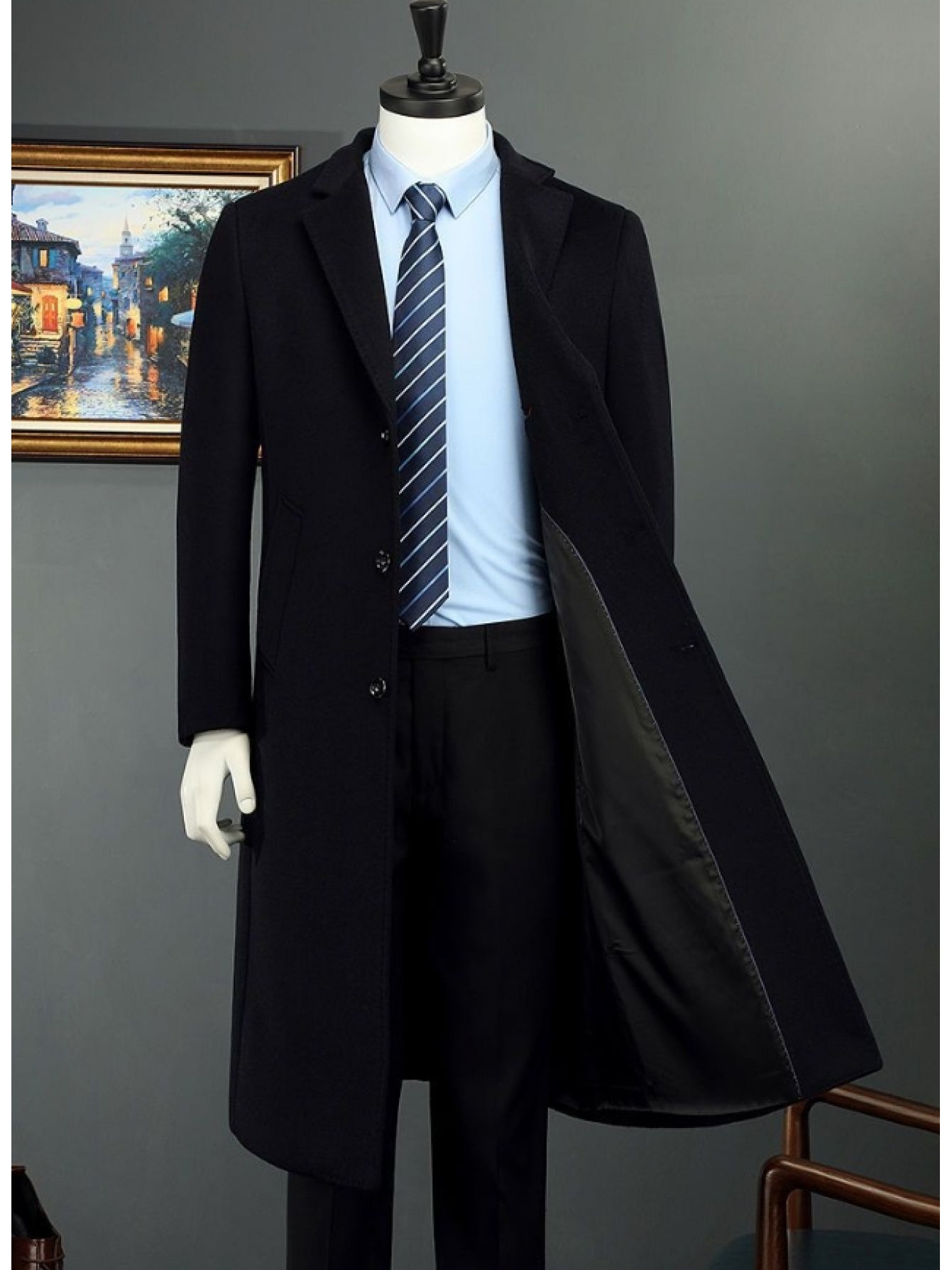 Men's Single Button Winter Jacket - Sleek Minimalist Design