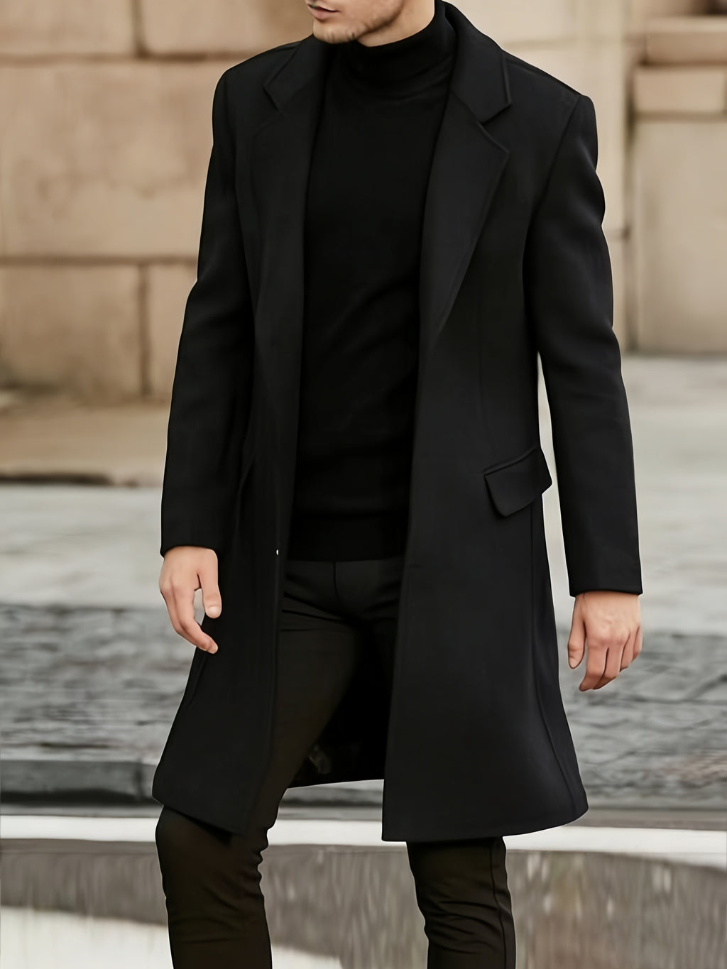 Men's Minimalist Winter Coat - Timeless Elegance