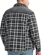 Casaco de fim de semana para outono/inverno em poliéster xadrez, de manga longa, corte regular e com lapela, para homem.