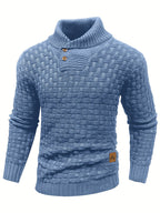 Men's Waffle Knit Button Collar Sweater