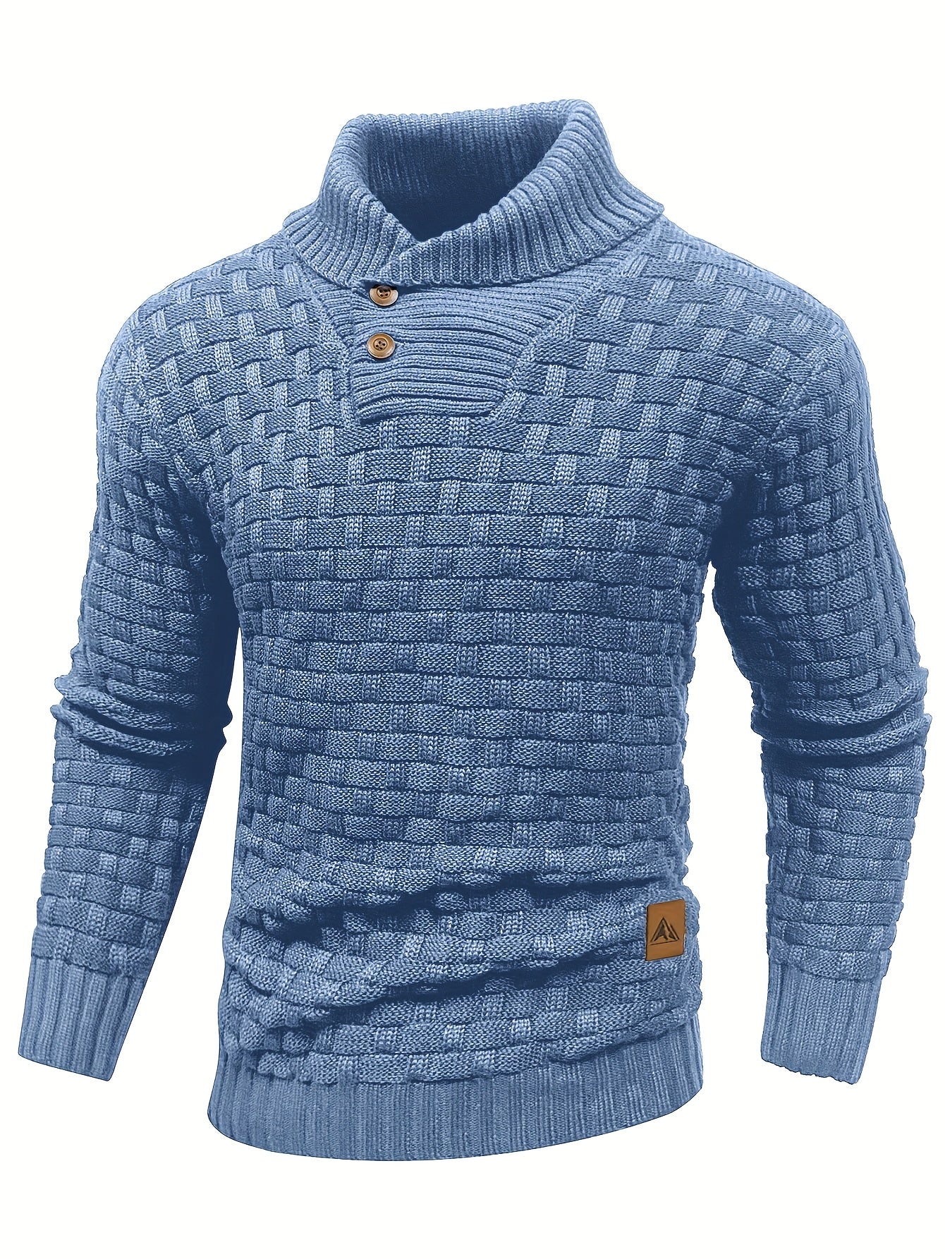 Men's Waffle Knit Button Collar Sweater