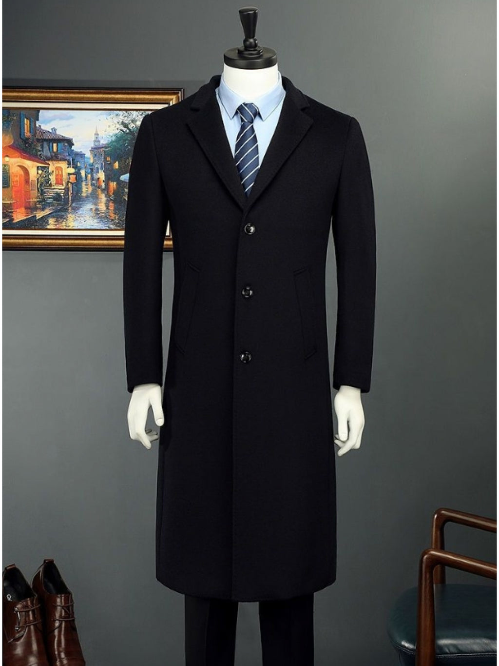 Men's Single Button Winter Jacket - Sleek Minimalist Design