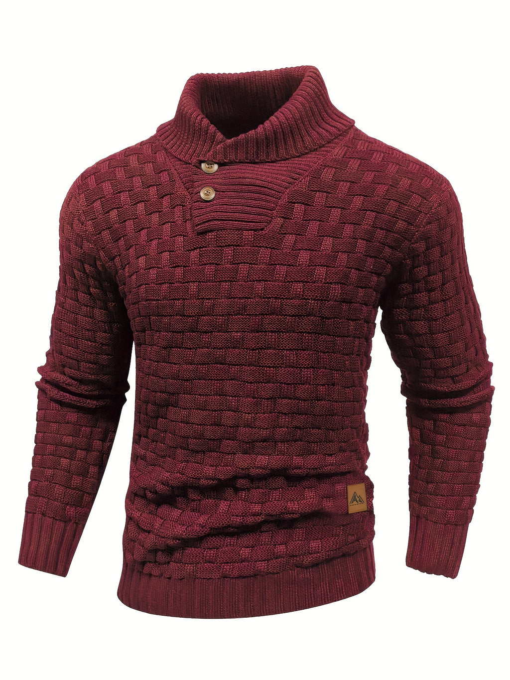Men's Waffle Knit Button Collar Sweater