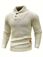 Men's Waffle Knit Button Collar Sweater