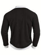 Men's Textured Soft-Touch Long Sleeve Polo