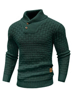 Men's Waffle Knit Button Collar Sweater