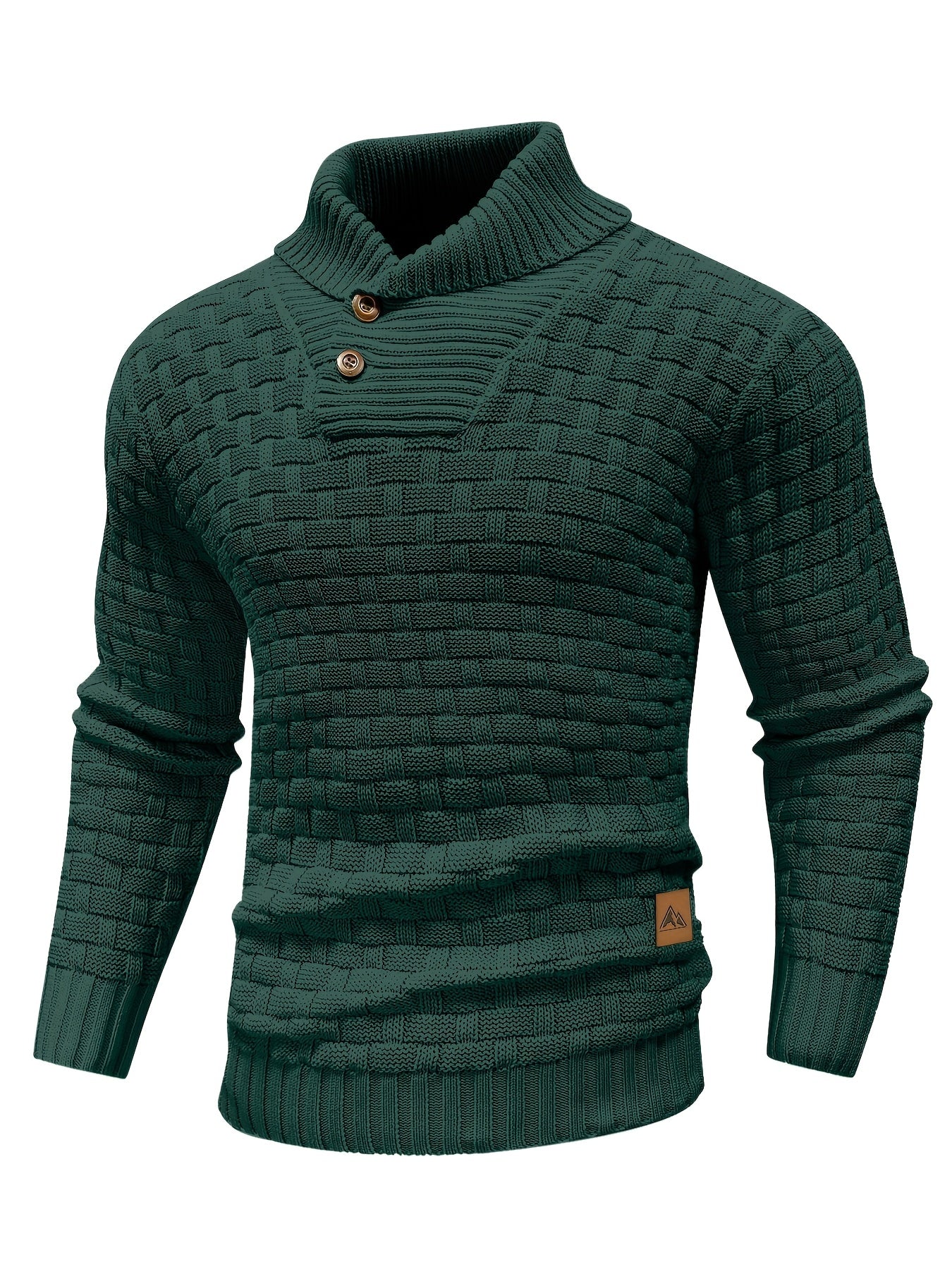 Men's Waffle Knit Button Collar Sweater