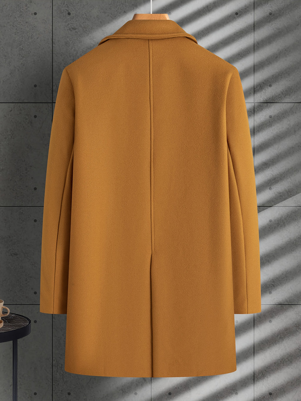 Men's Timeless Winter Trenchcoat - Solid Color Elegance