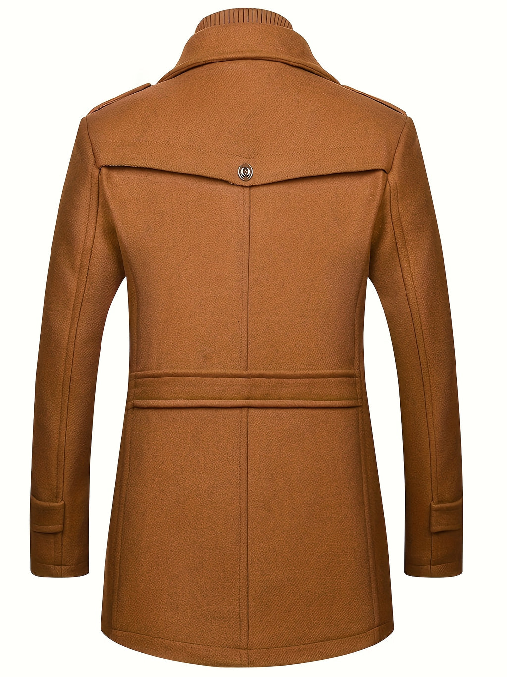 Men's Tweed Wool Trench Coat with Removable Collar