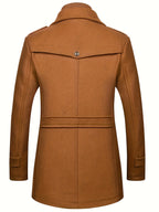 Men's Tweed Wool Trench Coat with Removable Collar