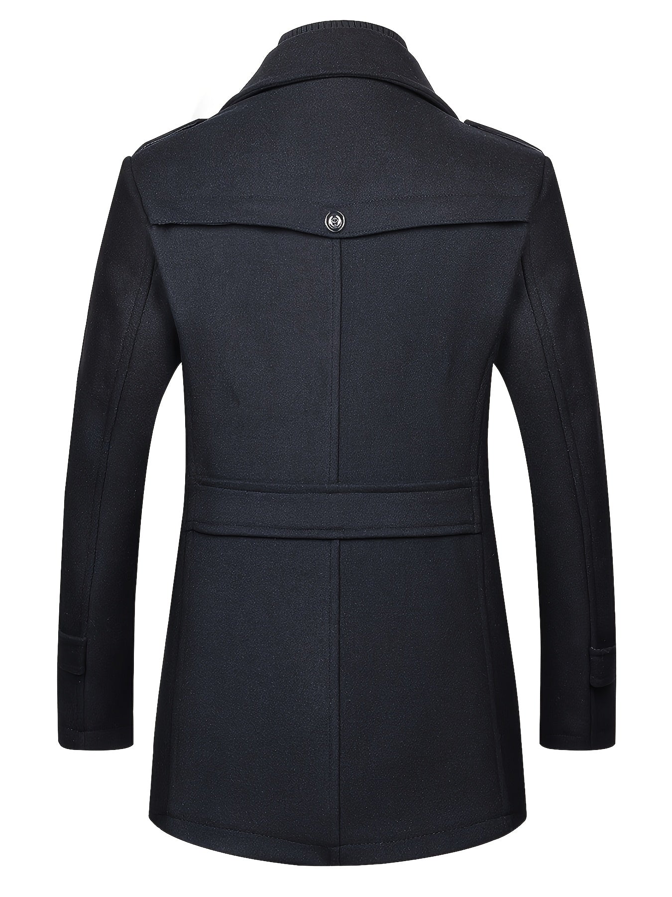 Men's Tweed Wool Trench Coat with Removable Collar