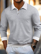 Men's Textured Soft-Touch Long Sleeve Polo