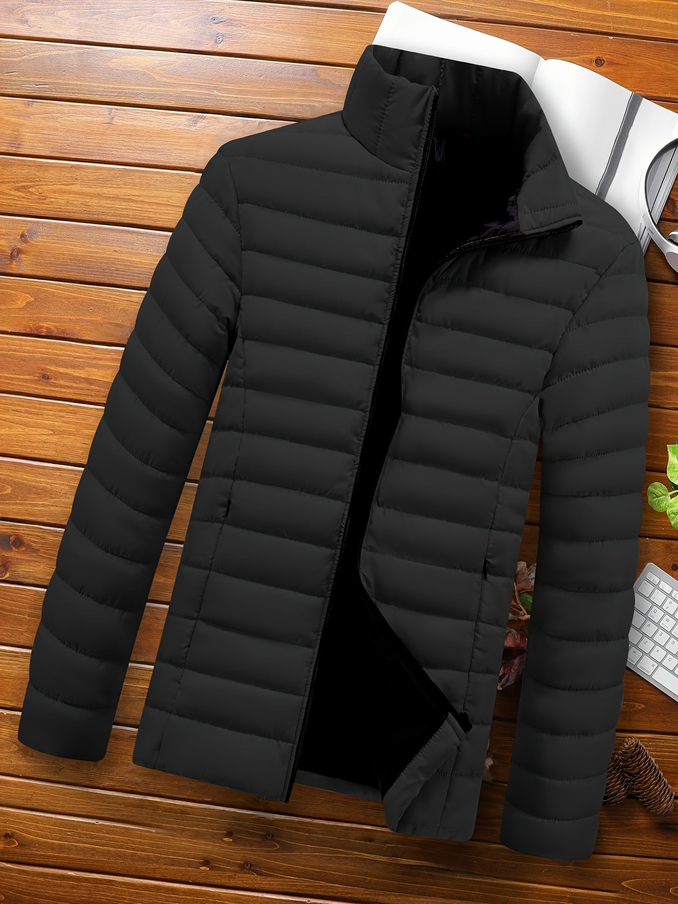 Men's Minimalist Winter Puffer Jacket - Waterproof & Warm