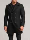 Men's Timeless Winter Trenchcoat - Solid Color Elegance