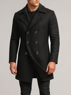 Men's Timeless Winter Trenchcoat - Solid Color Elegance