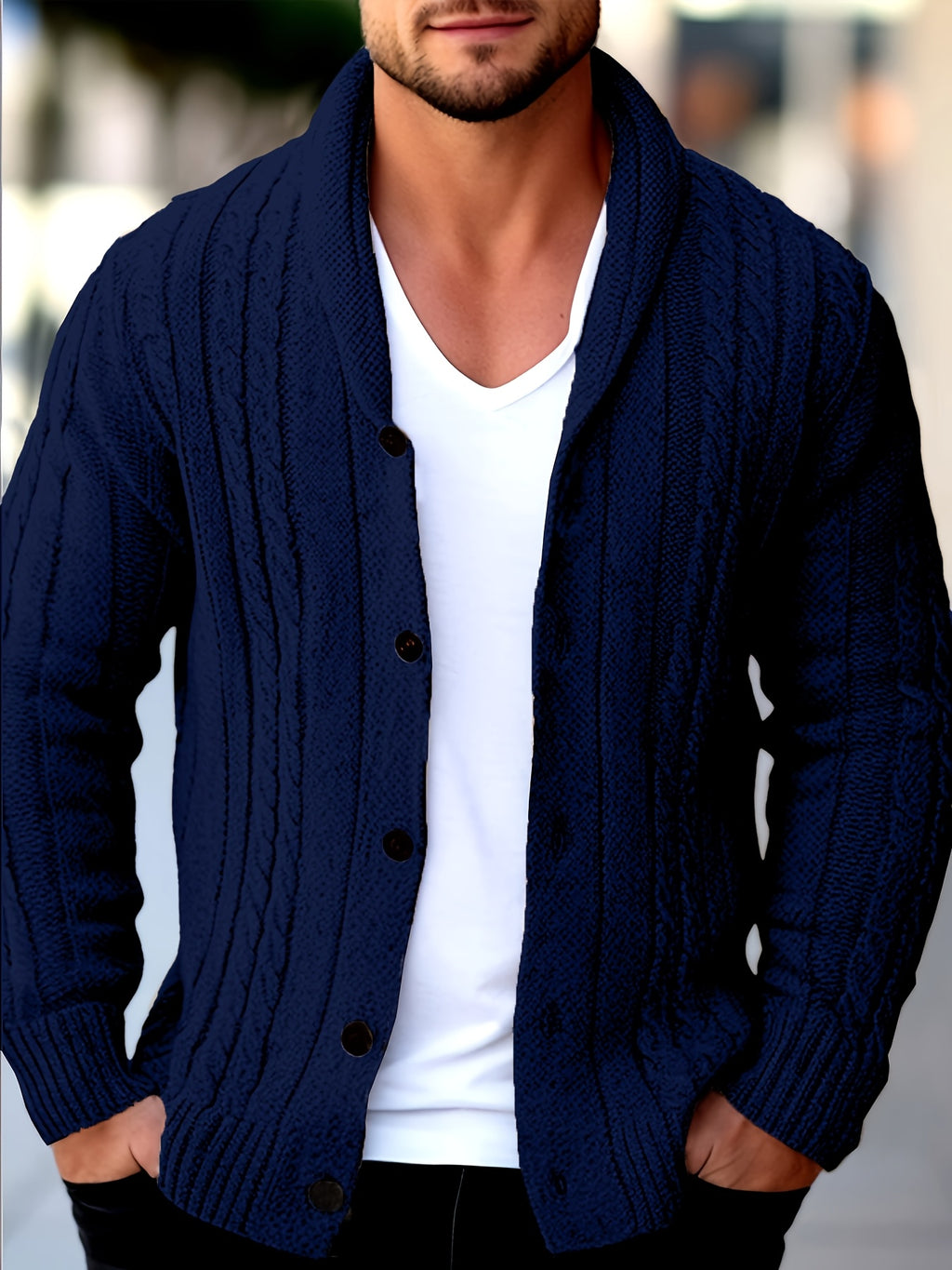 Men's Minimalist Knit Cardigan - Cozy Winter Essential