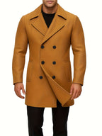 Men's Timeless Winter Trenchcoat - Solid Color Elegance
