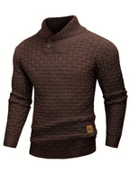 Men's Waffle Knit Button Collar Sweater