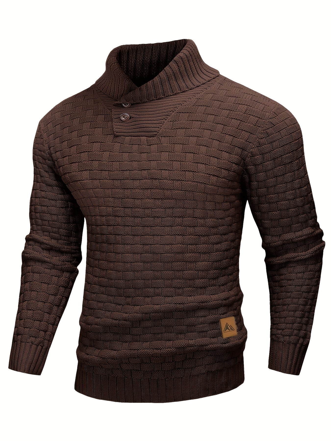 Men's Waffle Knit Button Collar Sweater