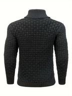Men's Waffle Knit Button Collar Sweater
