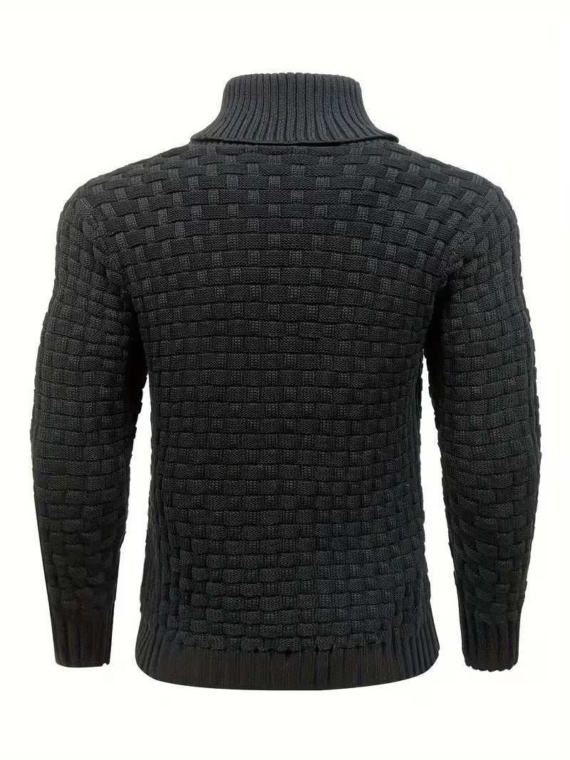 Men's Waffle Knit Button Collar Sweater