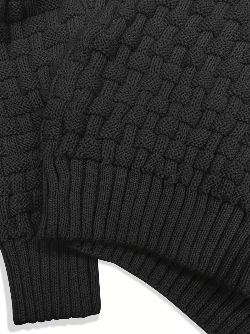 Men's Waffle Knit Button Collar Sweater