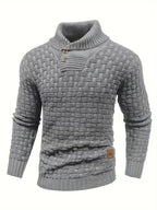 Men's Waffle Knit Button Collar Sweater