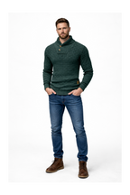 Men's Waffle Knit Button Collar Sweater