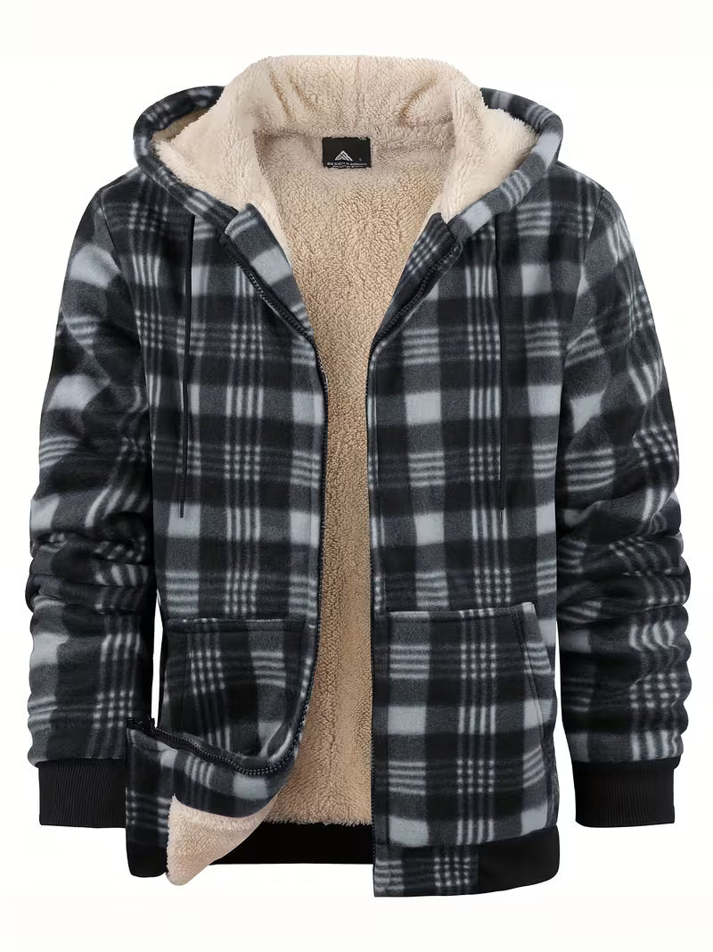 Men's Heavy Sherpa-Lined Hooded Flannel Jacket