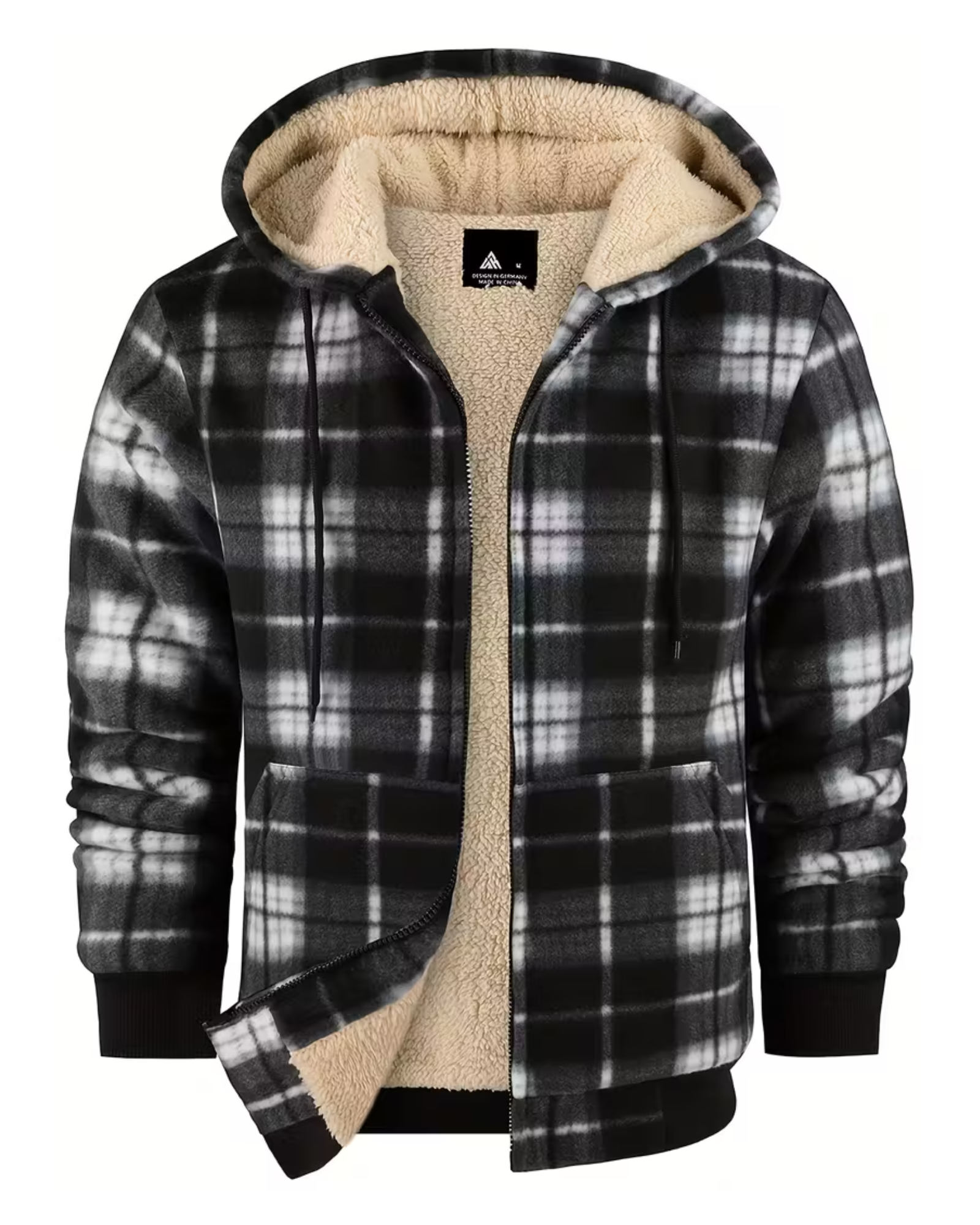 Men's Heavy Sherpa-Lined Hooded Flannel Jacket