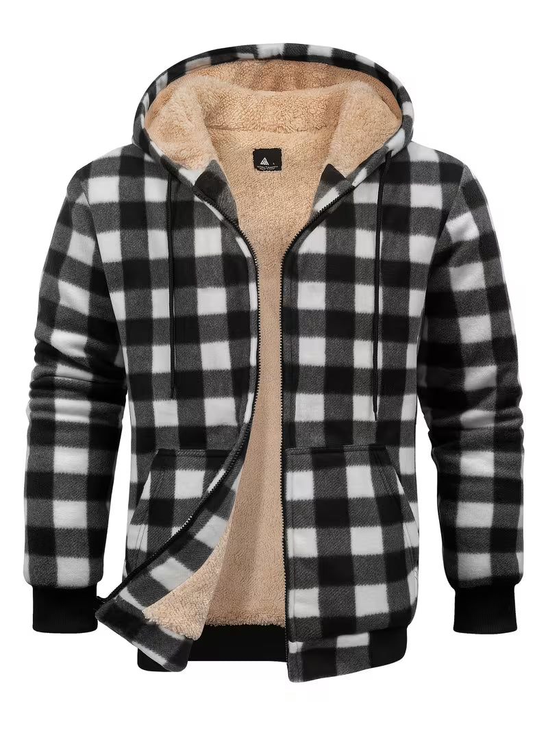 Men's Heavy Sherpa-Lined Hooded Flannel Jacket