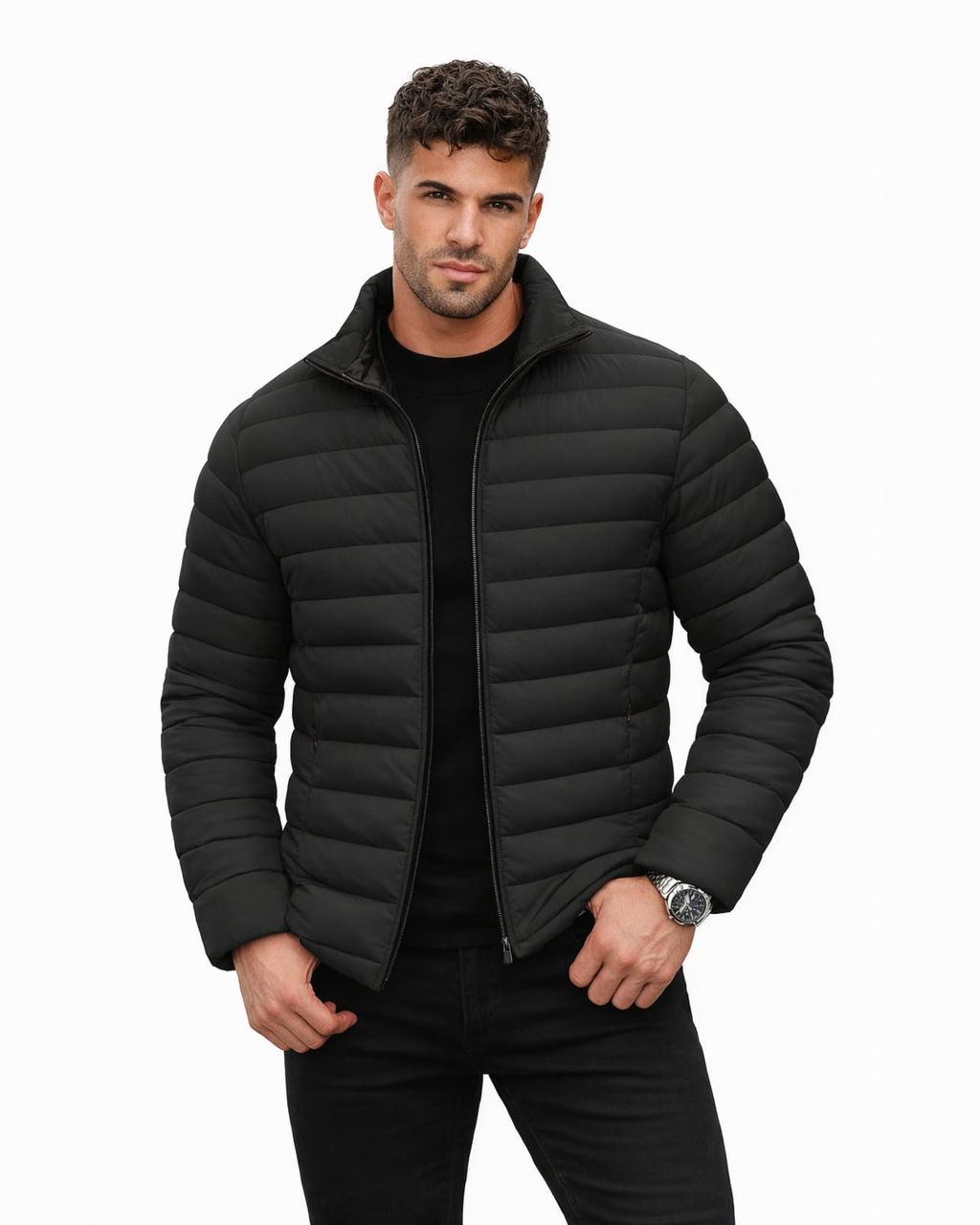 Men's Minimalist Winter Puffer Jacket - Waterproof & Warm