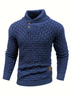 Men's Waffle Knit Button Collar Sweater