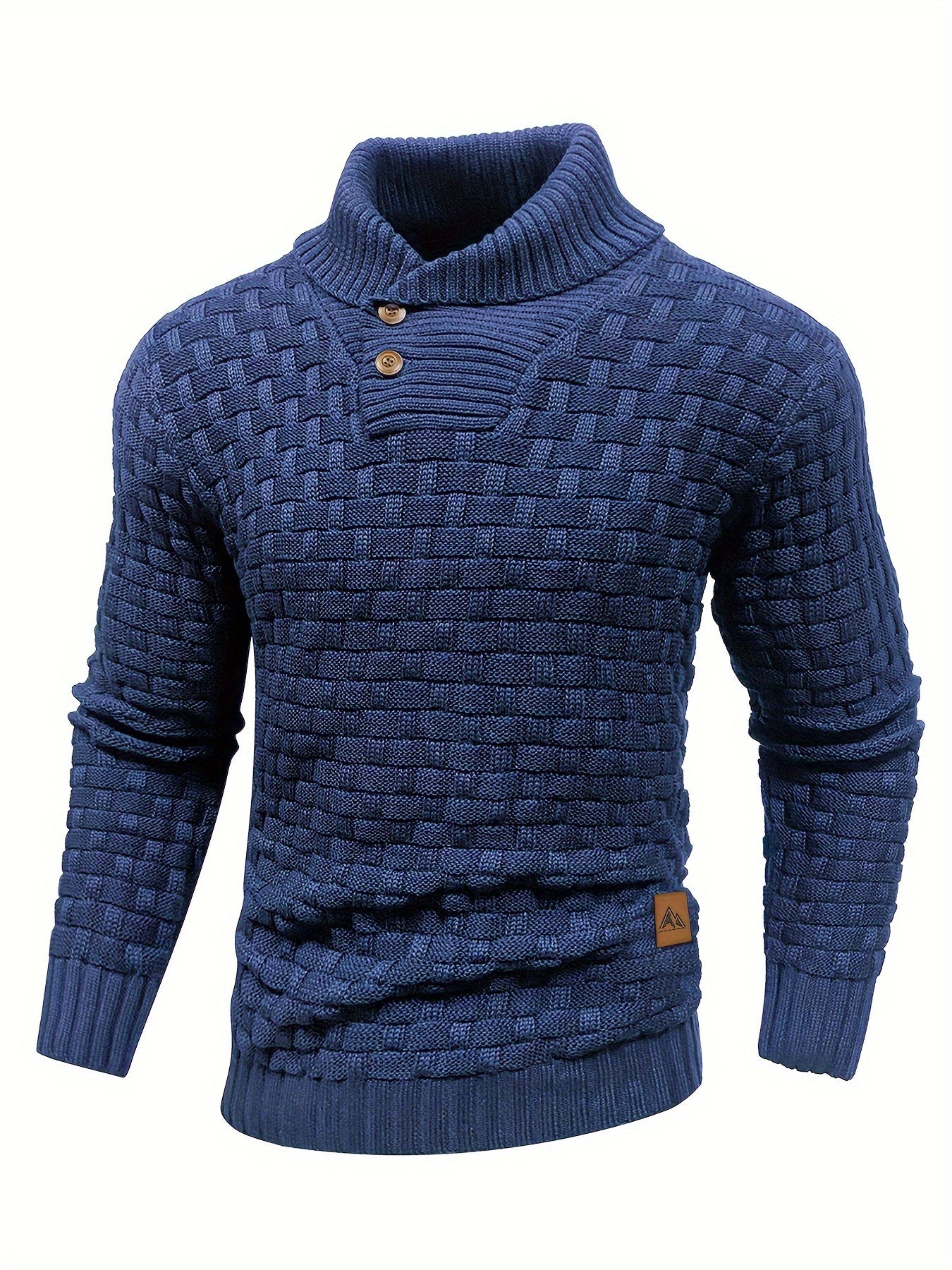 Men's Waffle Knit Button Collar Sweater