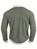 Men's Textured Soft-Touch Long Sleeve Polo