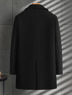 Men's Timeless Winter Trenchcoat - Solid Color Elegance