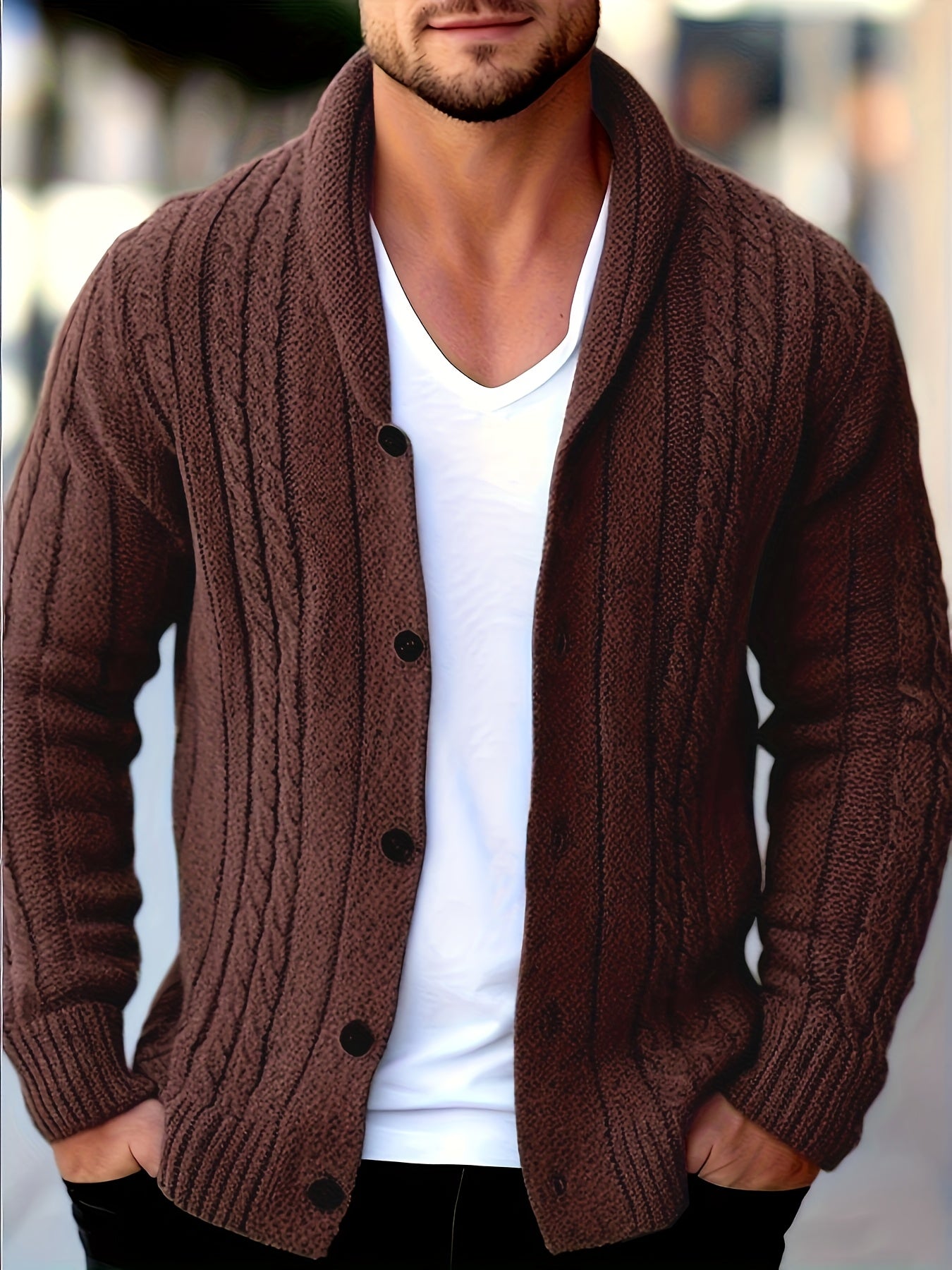 Men's Minimalist Knit Cardigan - Cozy Winter Essential