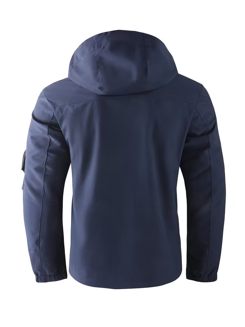 Men's Minimalist Winter Jacket with Hood and Full Zip