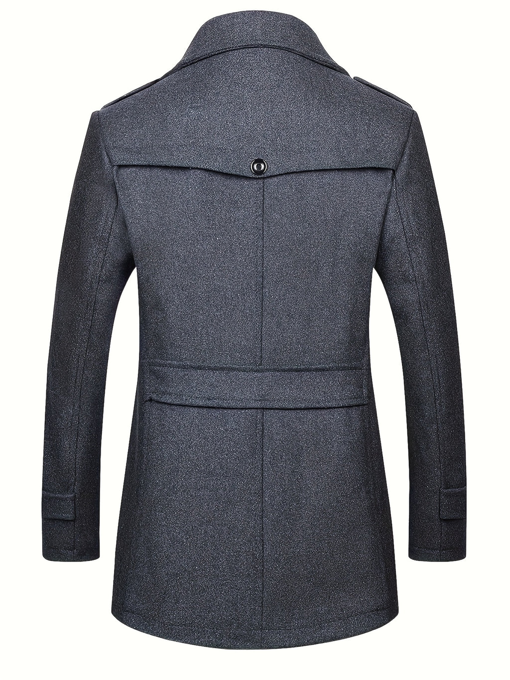 Men's Tweed Wool Trench Coat with Removable Collar