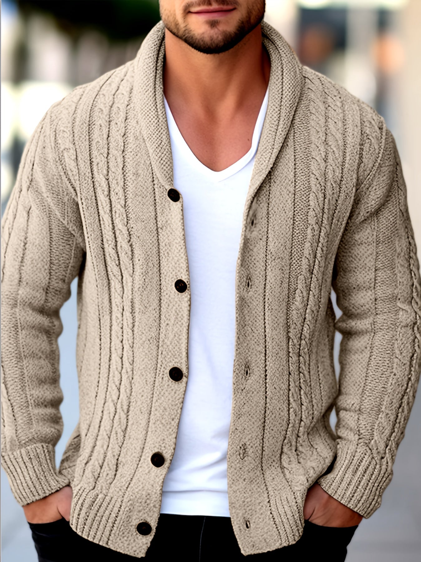 Men's Minimalist Knit Cardigan - Cozy Winter Essential