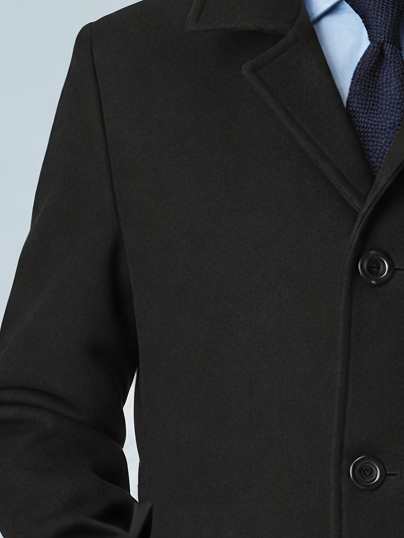 Men's Black Trench Coat - Sophisticated Winter Elegance