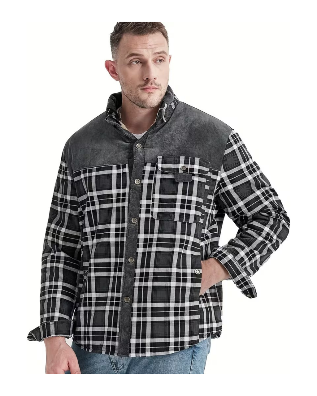Men's Minimalist Plaid Winter Jacket