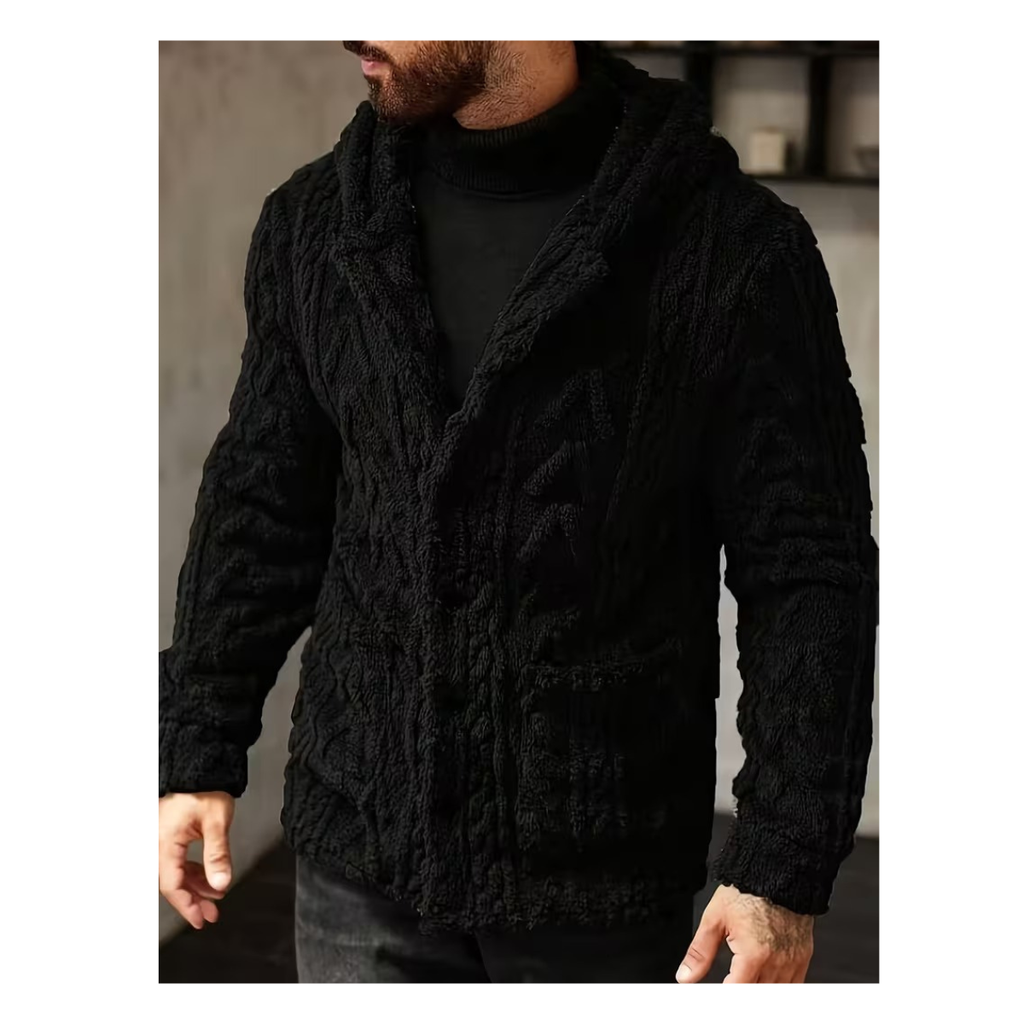 Men's Minimalist Winter Hooded Knit Jacket